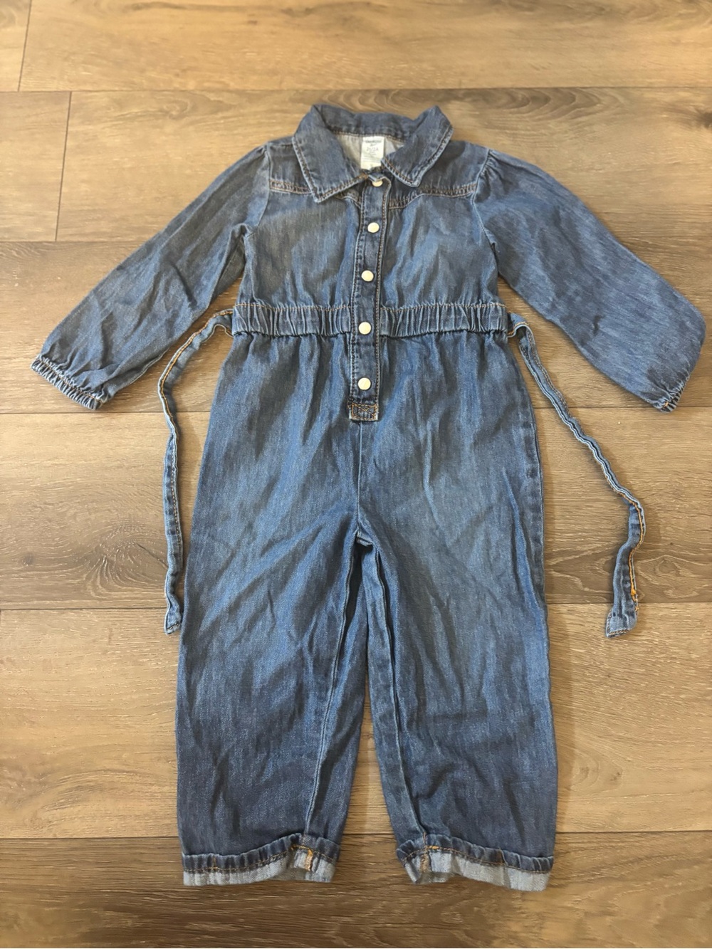 OshKosh B'gosh Denim Blue Girls' Long-Sleeve Jumpsuit